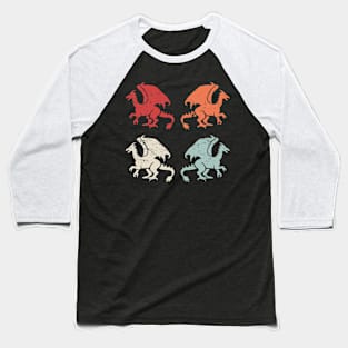 Retro Vintage Dragon Icons Baseball T-Shirt